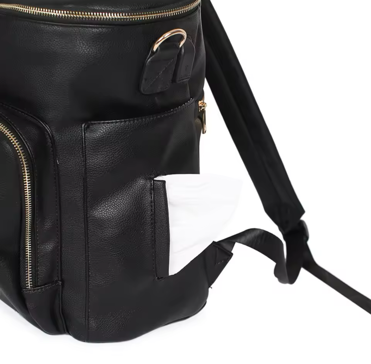 Bleieryggsekk i PU-skinn - Komfortabel, praktisk og med USB-port for moderne mødre!