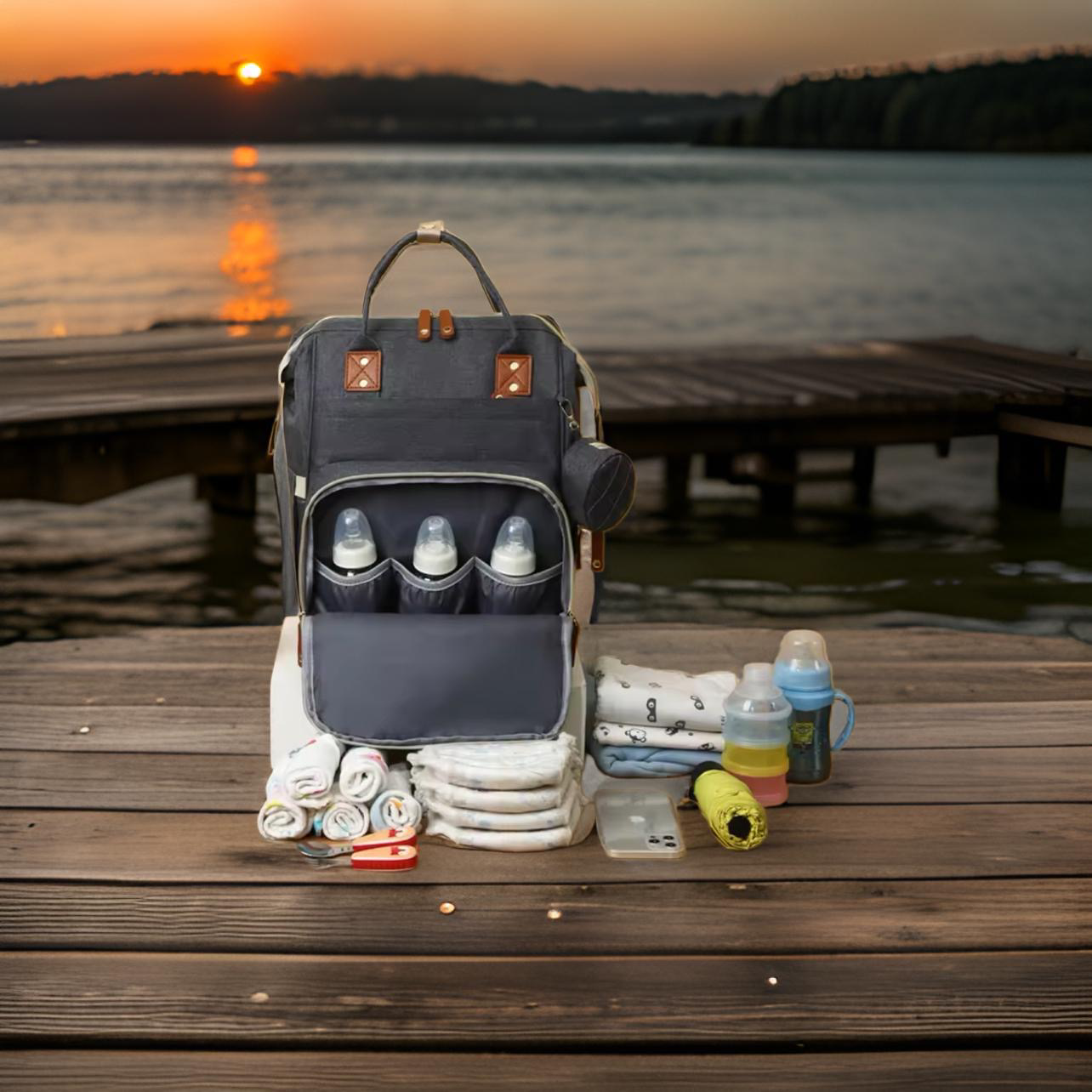 MUNIBag - Vanntett USB-stelleveske med stor kapasitet for moderne mødre